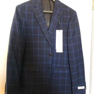 Calvin Klein Navy/Blue Plaid Sport Coat
